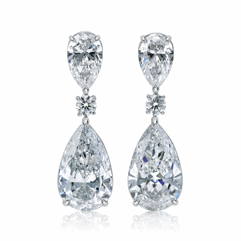 18ct D VS2 Pear Shape Diamond Drop Earrings