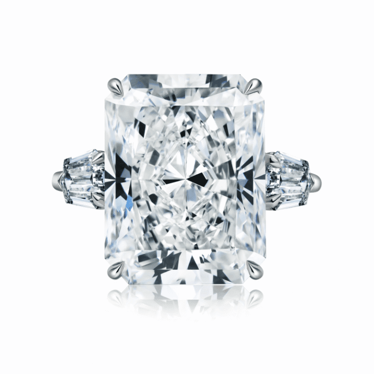 19 Carat E VVS2 Radiant Cut Diamond Ring