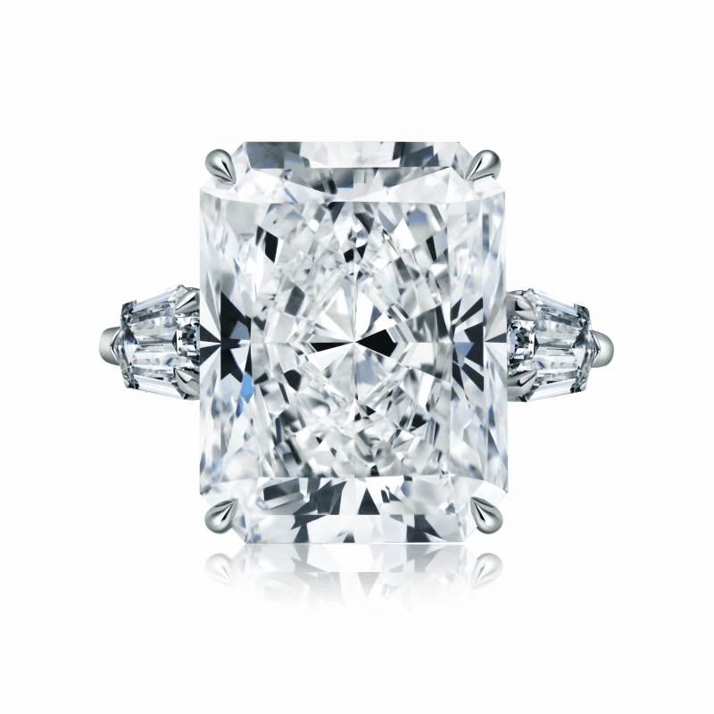 19 Carat E VVS2 Radiant Cut Diamond Ring