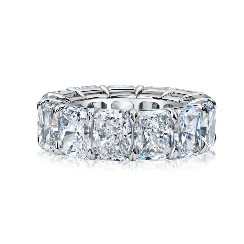 20 Carat D-F Flawless-VS2 Eternity Band Radiant Cut Diamond Ring