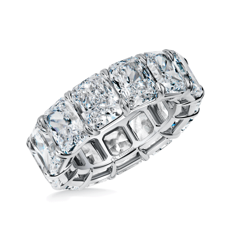 20 Carat D-F Flawless-VS2 Eternity Band Radiant Cut Diamond Ring