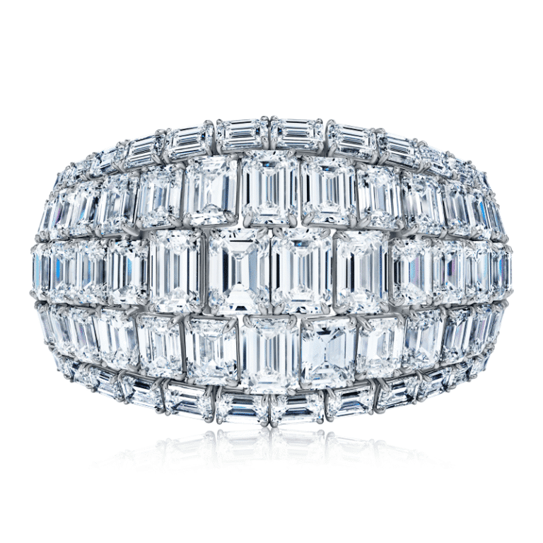 198 Carat D-F Flawless-VS2 Cuff Emerald Cut Diamond Bracelet