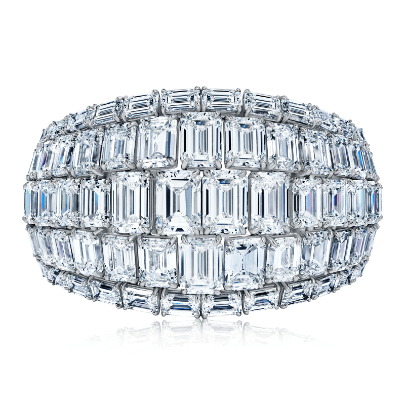 198 Carat D-F Flawless-VS2 Cuff Emerald Cut Diamond Bracelet