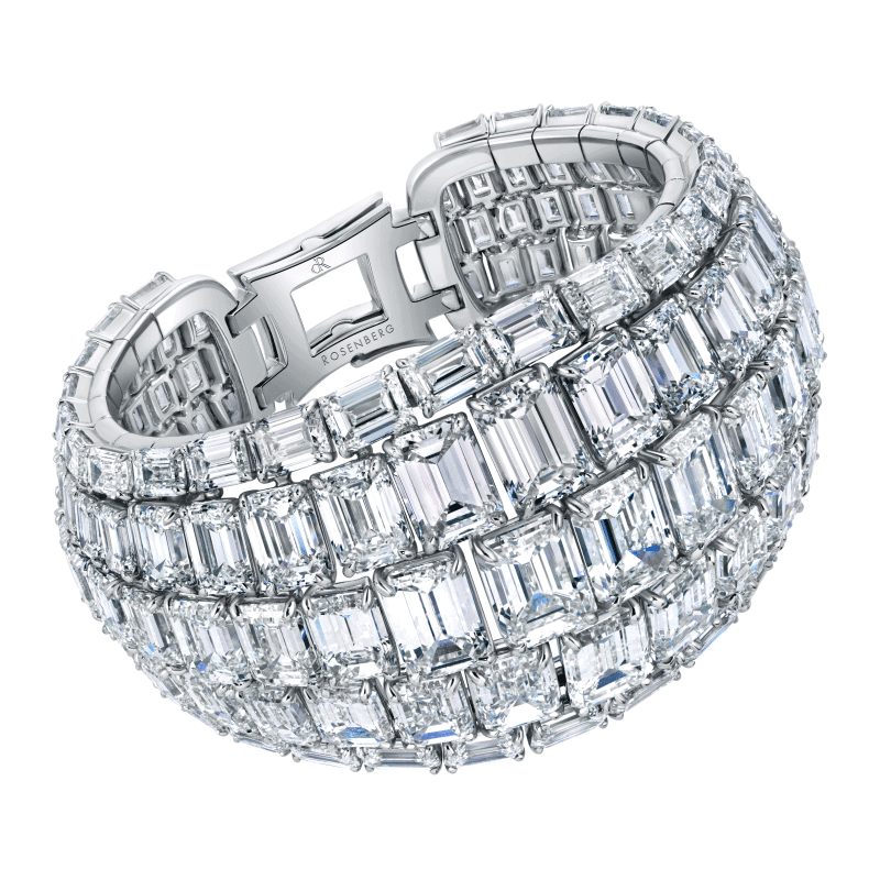 198 Carat D-F Flawless-VS2 Cuff Emerald Cut Diamond Bracelet