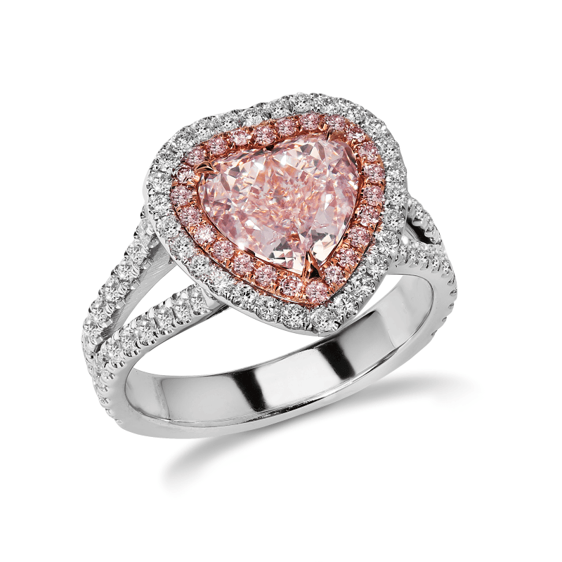 2 Carat Fancy Intense Pink VS1 Heart Shape Diamond Ring