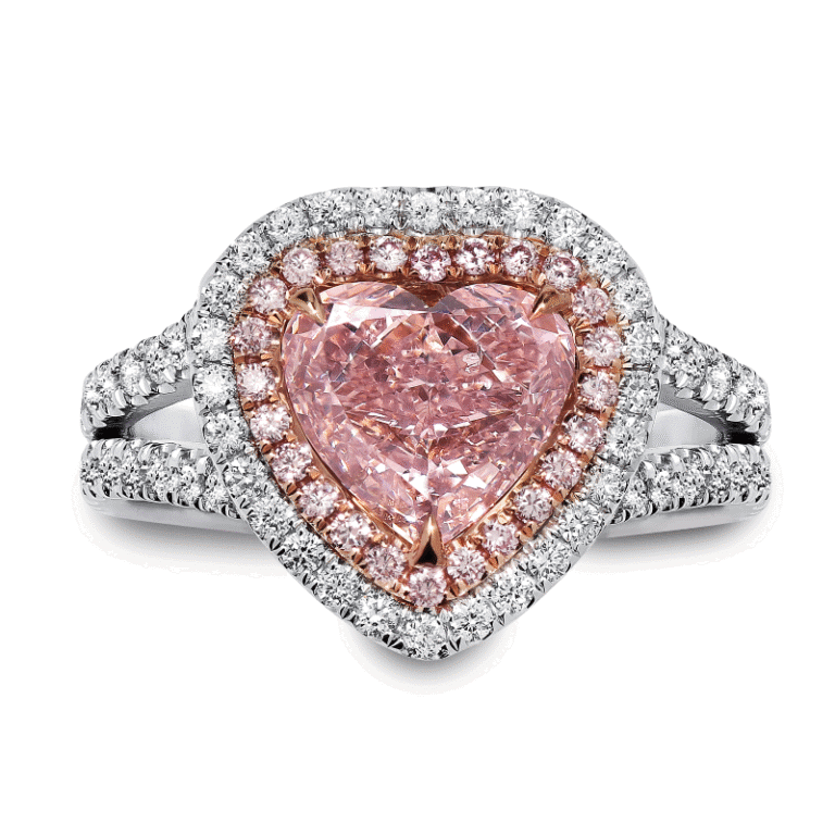 2 Carat Fancy Intense Pink VS1 Heart Shape Diamond Ring