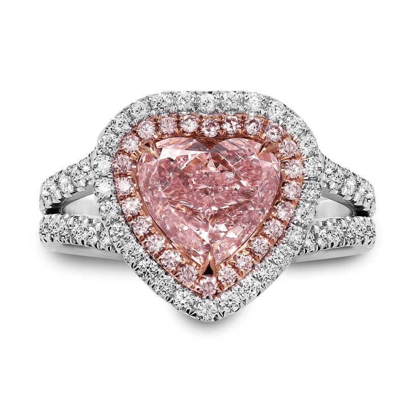 2 Carat Fancy Intense Pink VS1 Heart Shape Diamond Ring