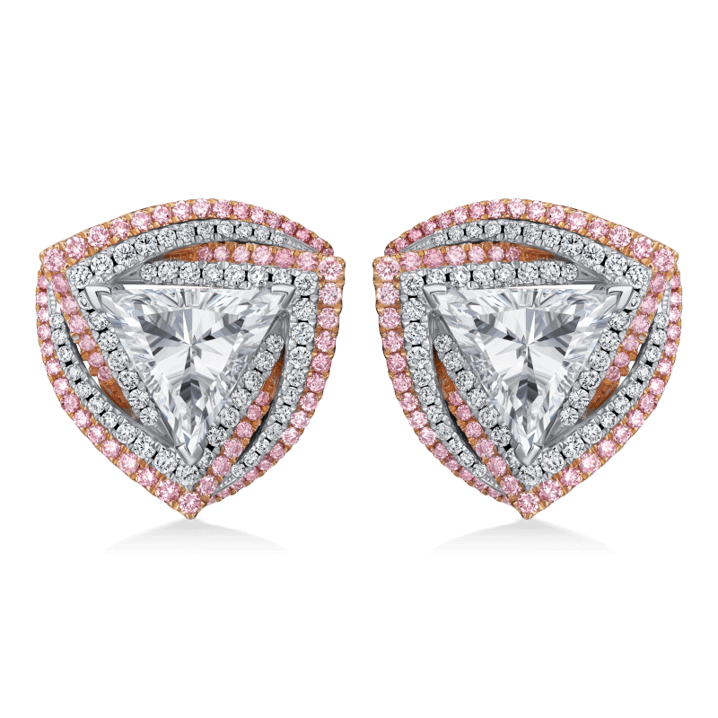 2 Carat E SI1 Trillion Cut Diamond Earrings