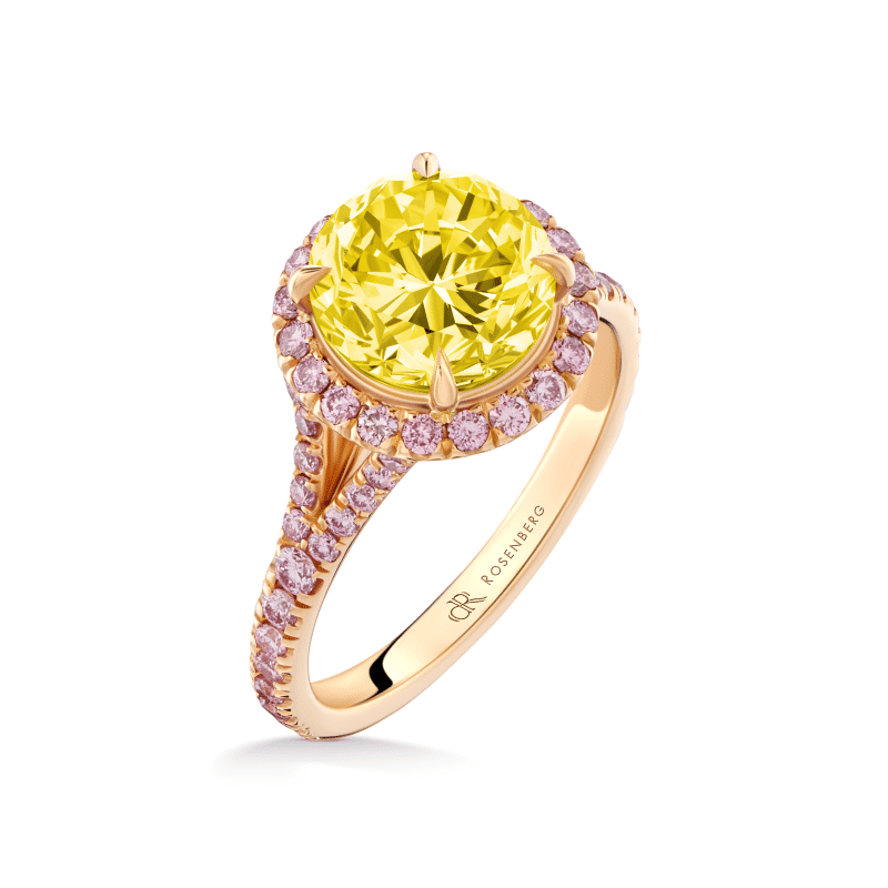 3 Carat Fancy Vivid Yellow Flawless Round Cut Diamond Ring