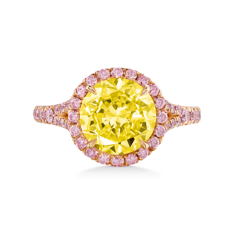 3 Carat Fancy Vivid Yellow Flawless Round Cut Diamond Ring