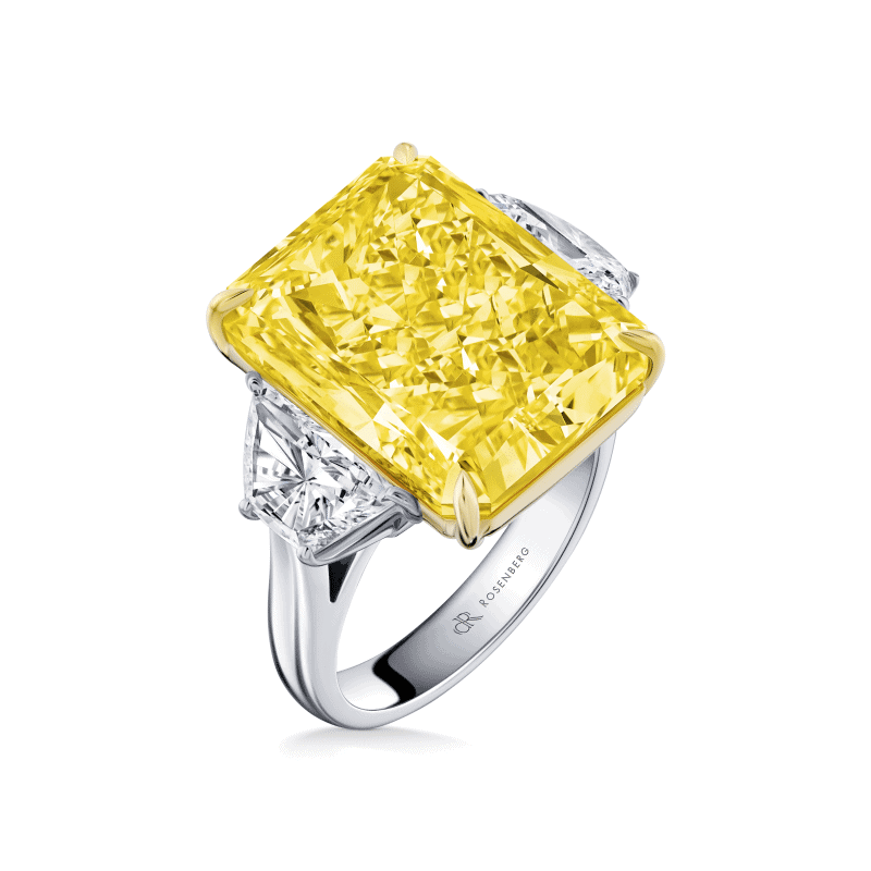 20 Carat Fancy Intense Yellow VS2 Radiant Cut Diamond Ring