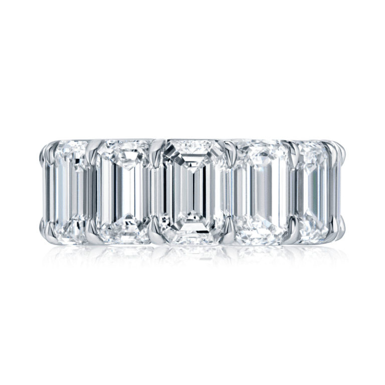 20 Carat F-G VVS1-VS2 Eternity Band Emerald Cut Diamond Ring