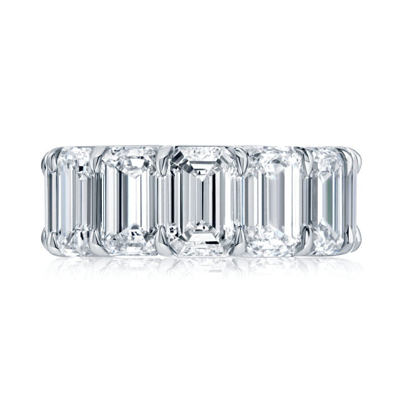20 Carat F-G VVS1-VS2 Eternity Band Emerald Cut Diamond Ring