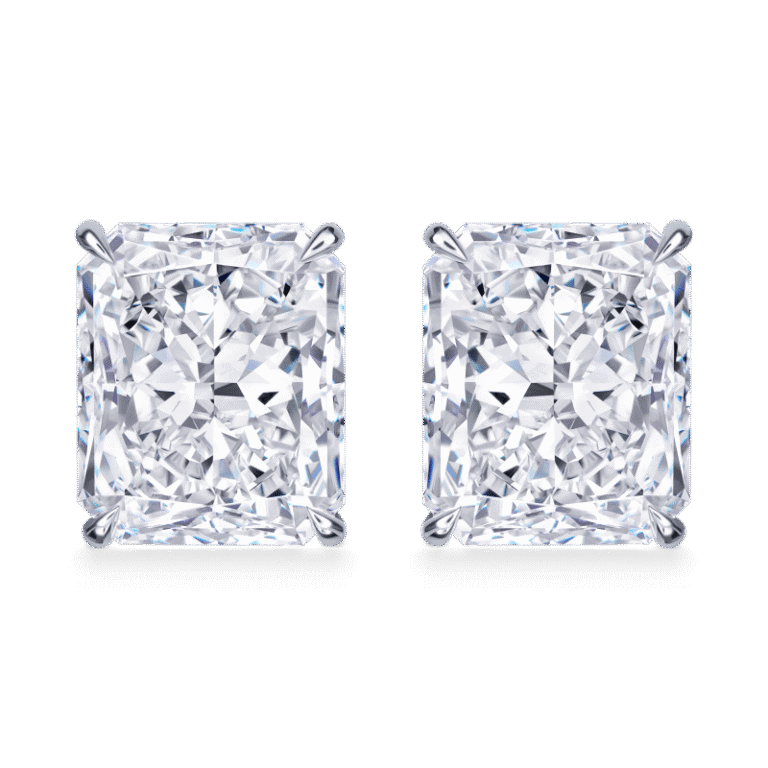 20 Carat G VS1 Radiant Cut Diamond Stud Earrings