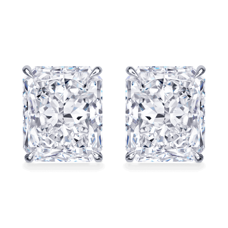 20 Carat G VS1 Radiant Cut Diamond Stud Earrings