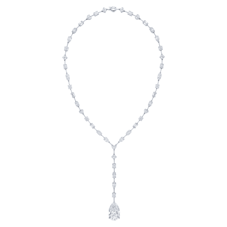 22ct D – F VS2 – Flawless Multi Shape Diamond Lariat Necklace