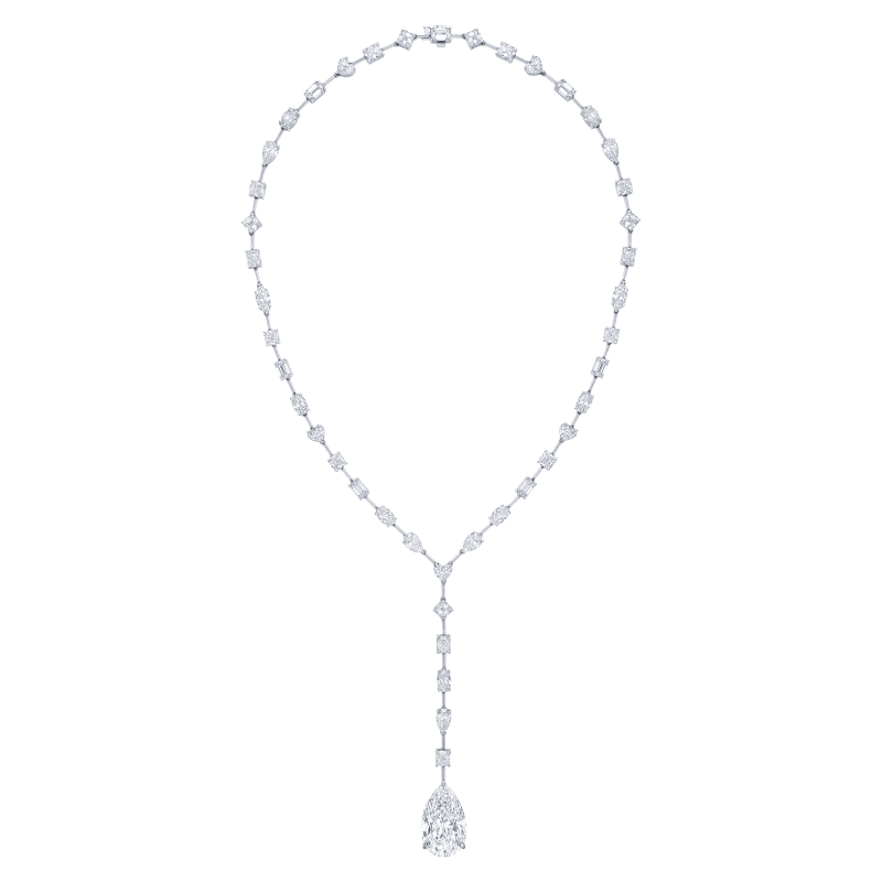 22ct D – F VS2 – Flawless Multi Shape Diamond Lariat Necklace