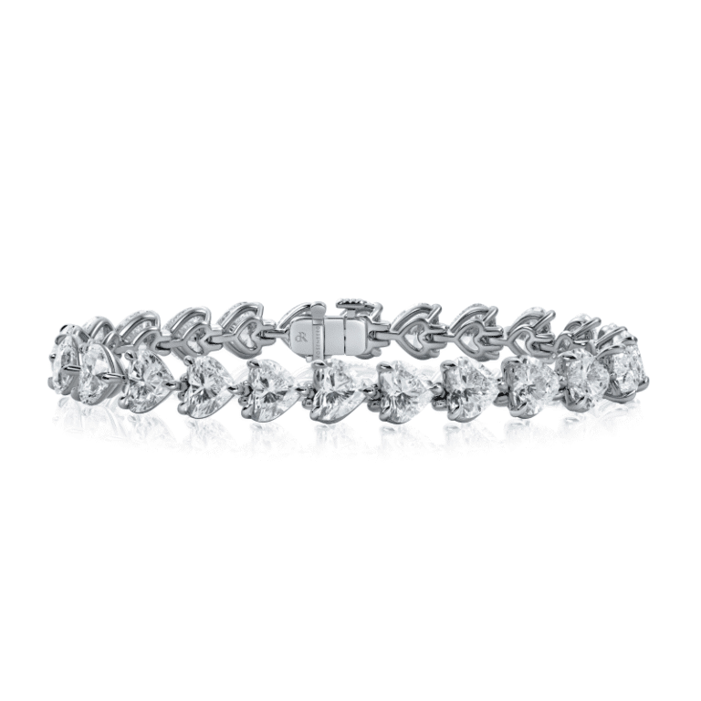 24ct D-F Flawless-VS2 Heart Shape Diamond Tennis Bracelet