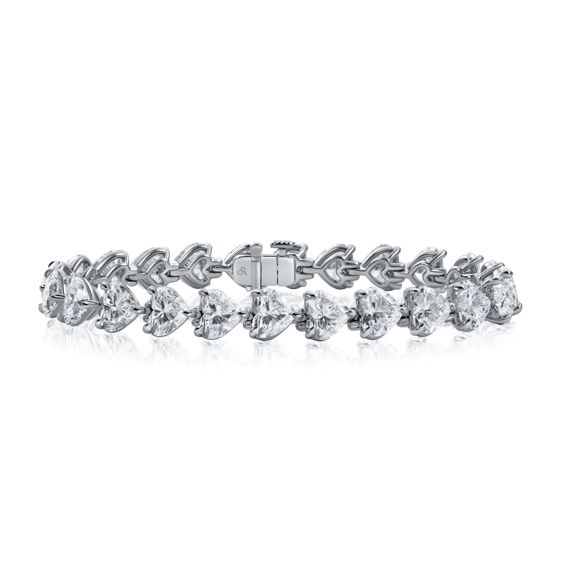 24ct D-F Flawless-VS2 Heart Shape Diamond Tennis Bracelet