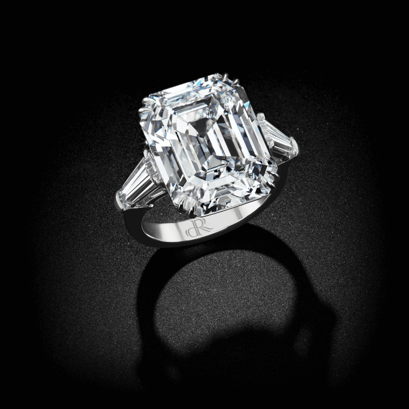 25 Carat D Flawless Emerald Cut Diamond Ring