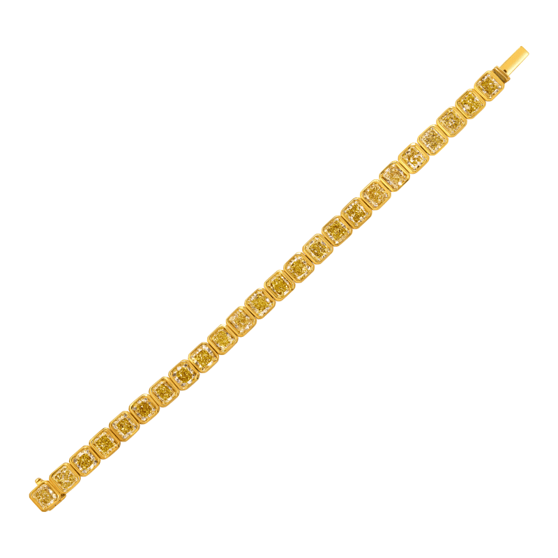 26 Carat Radiants Fancy Yellow VVS1-SI1 Diamond Bracelet
