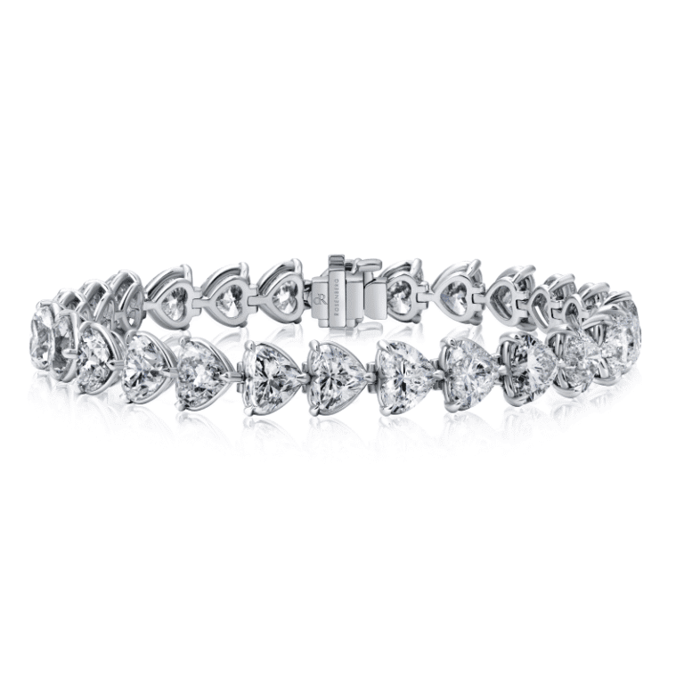 26 Carat H VS2 Heart Shape Diamond Tennis Bracelet