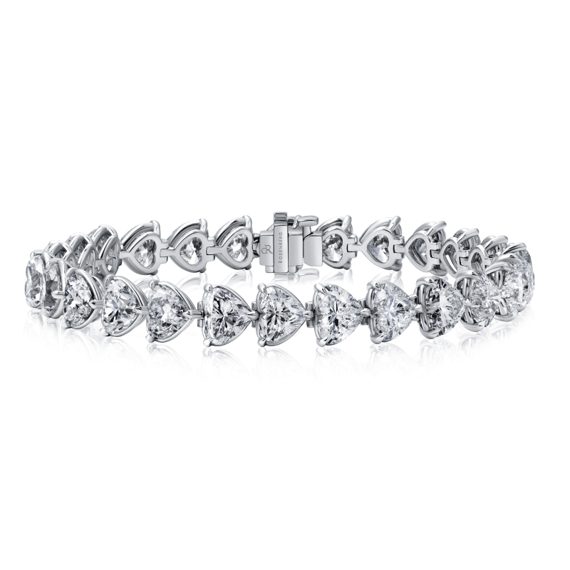 26 Carat H VS2 Heart Shape Diamond Tennis Bracelet