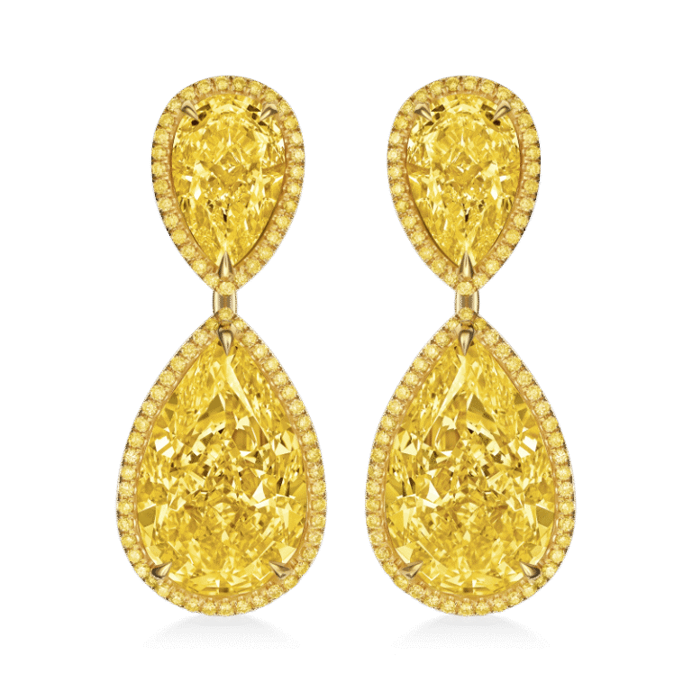 27 Carat Fancy Light Yellow Vvs – Vs Pear Shape Diamond Earrings