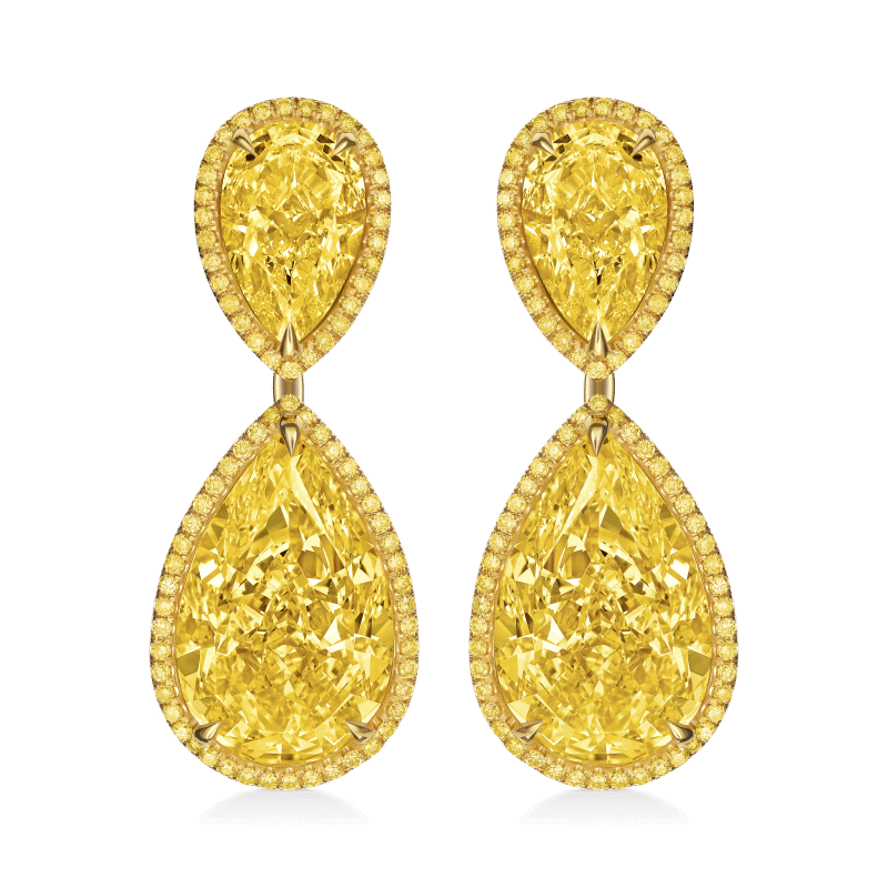 27 Carat Fancy Light Yellow Vvs – Vs Pear Shape Diamond Earrings
