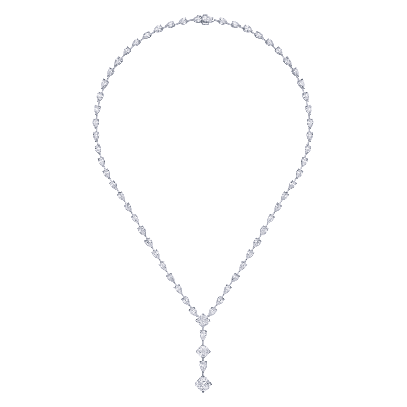 30 Carat D-G-VVS1 Cushion Cut Diamond Lariat Necklace