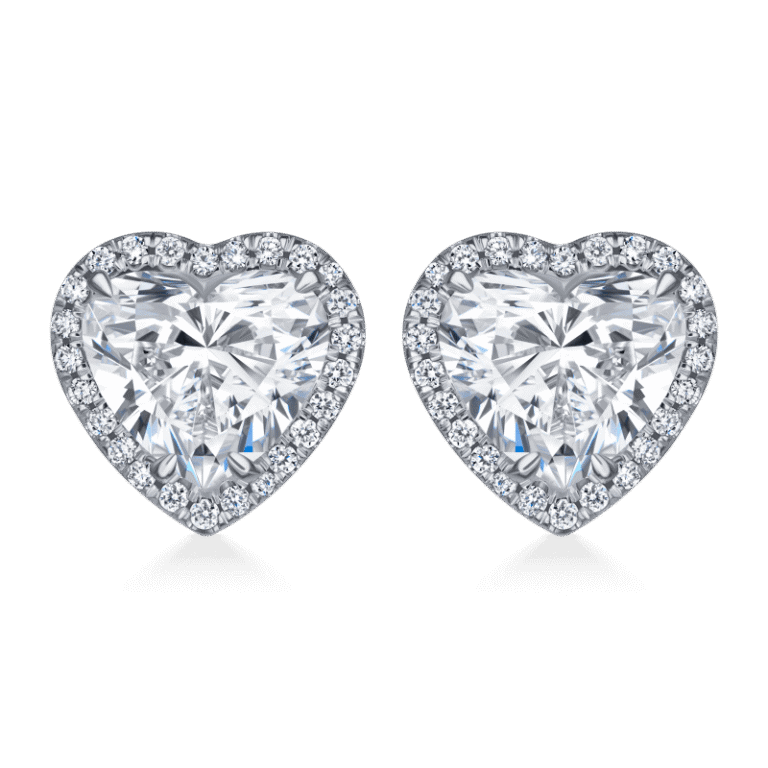 3 Carat G VS1 Heart Shape Diamond Stud Earrings