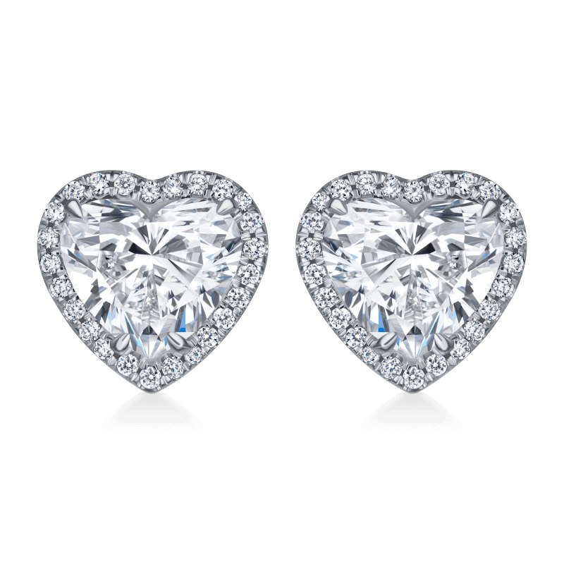 3 Carat G VS1 Heart Shape Diamond Stud Earrings