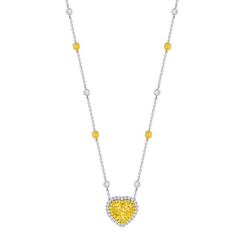 4 Carat Fancy Yellow VS2 Heart Shape Diamond Pendant Necklace
