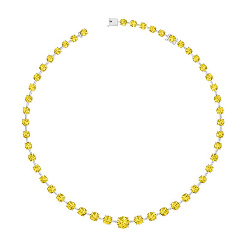 30 Carat Brillant Fancy Intense Yellow VVS2 – SI2 Round Cut Diamond Necklace