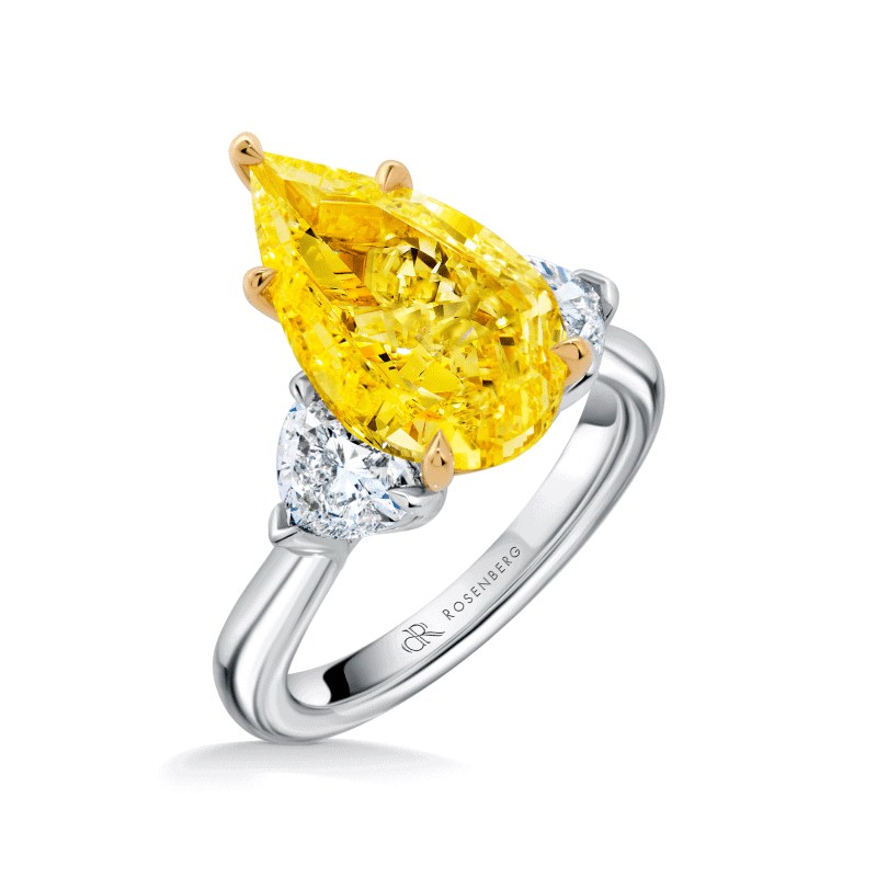 4 Carat Fancy Yellow VS2 Pear Shape Diamond Ring