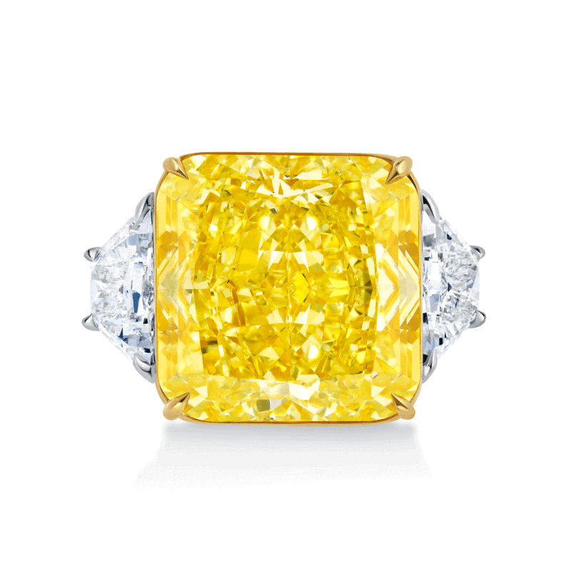 40 Carat Fancy Yellow SI2 Radiant Cut Diamond Ring
