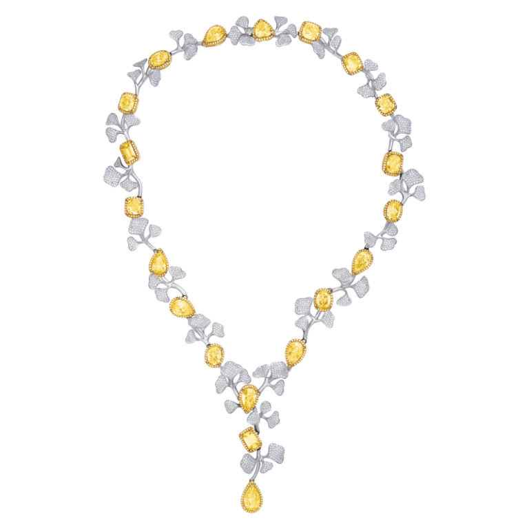 40 Carat Light Yellow Vs Multi Shape Diamond Necklace