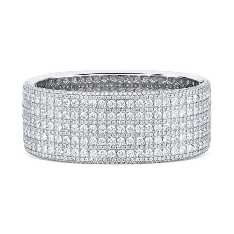 40 Carat D-F Flawless-VS2 Large Round Brilliant Cut Diamond Bangle
