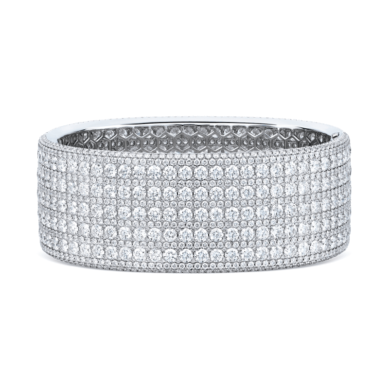 40 Carat D-F Flawless-VS2 Large Round Brilliant Cut Diamond Bangle