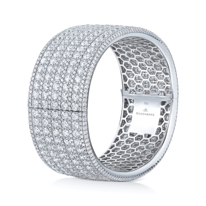 40 Carat D-F Flawless-VS2 Large Round Brilliant Cut Diamond Bangle