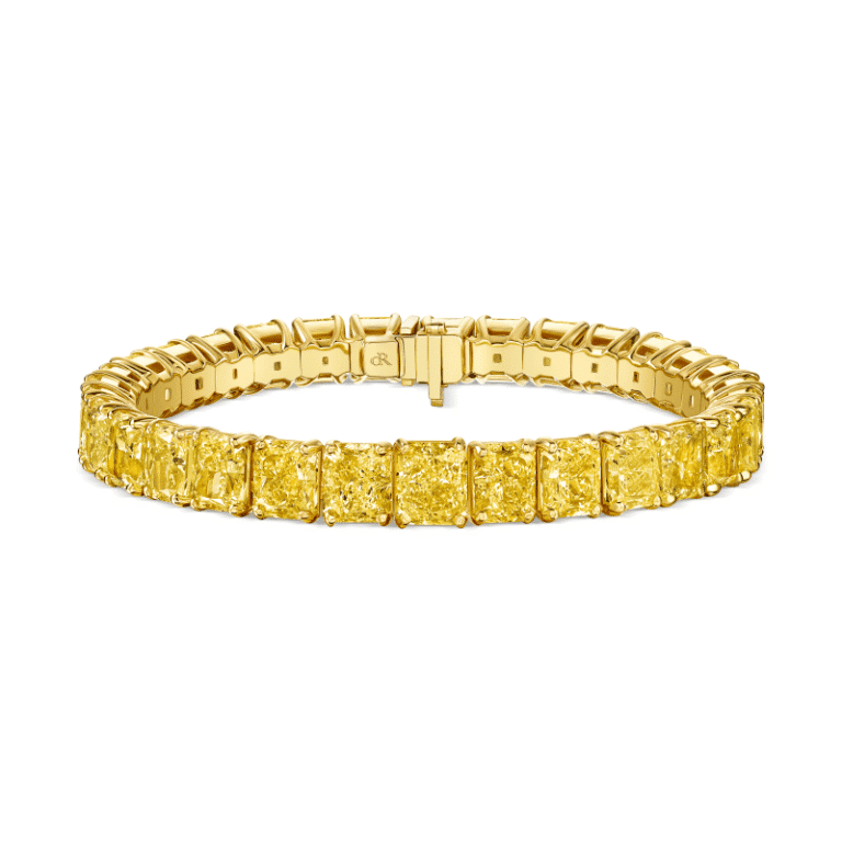 43 Carat Fancy Yellow VS2 – Radiant Cut Diamond Graduated Bracelet