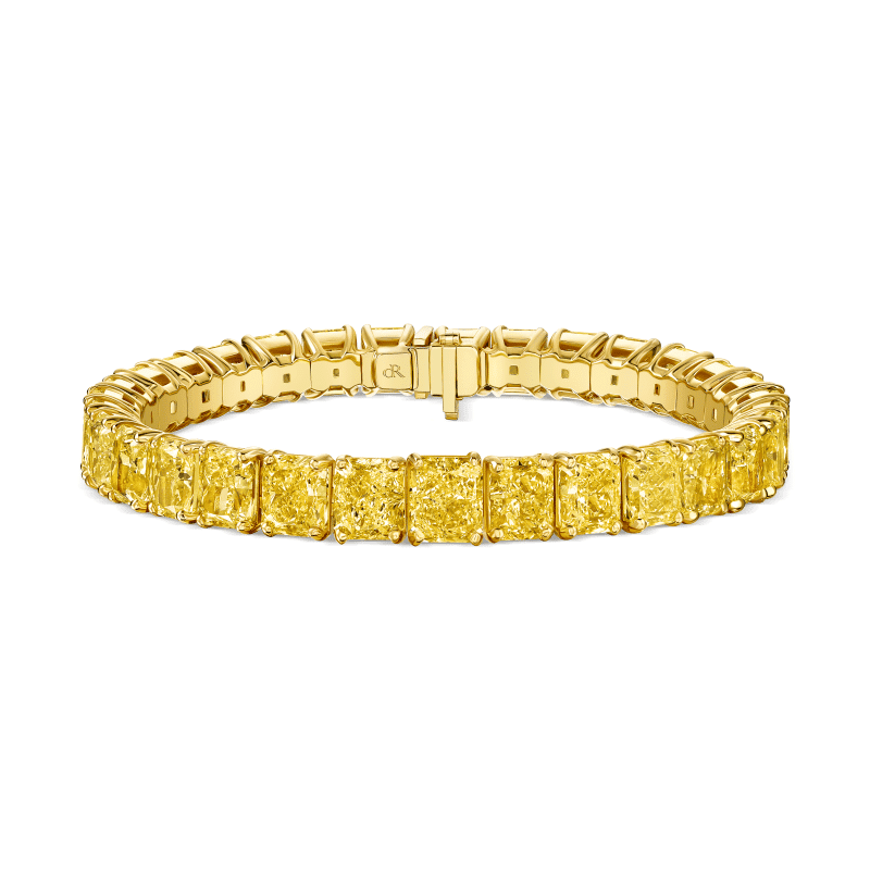 43 Carat Fancy Yellow VS2 – Radiant Cut Diamond Graduated Bracelet