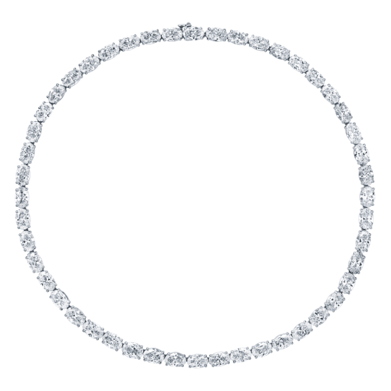 48 Carat All D Flawless Opera Oval Cut Diamond Necklace
