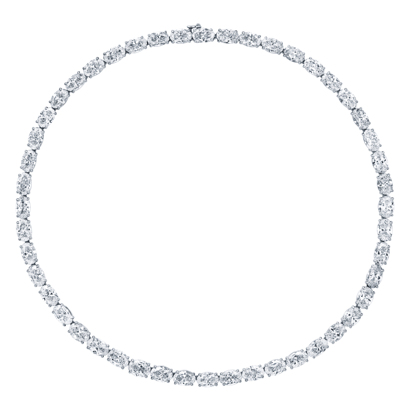 48 Carat All D Flawless Opera Oval Cut Diamond Necklace