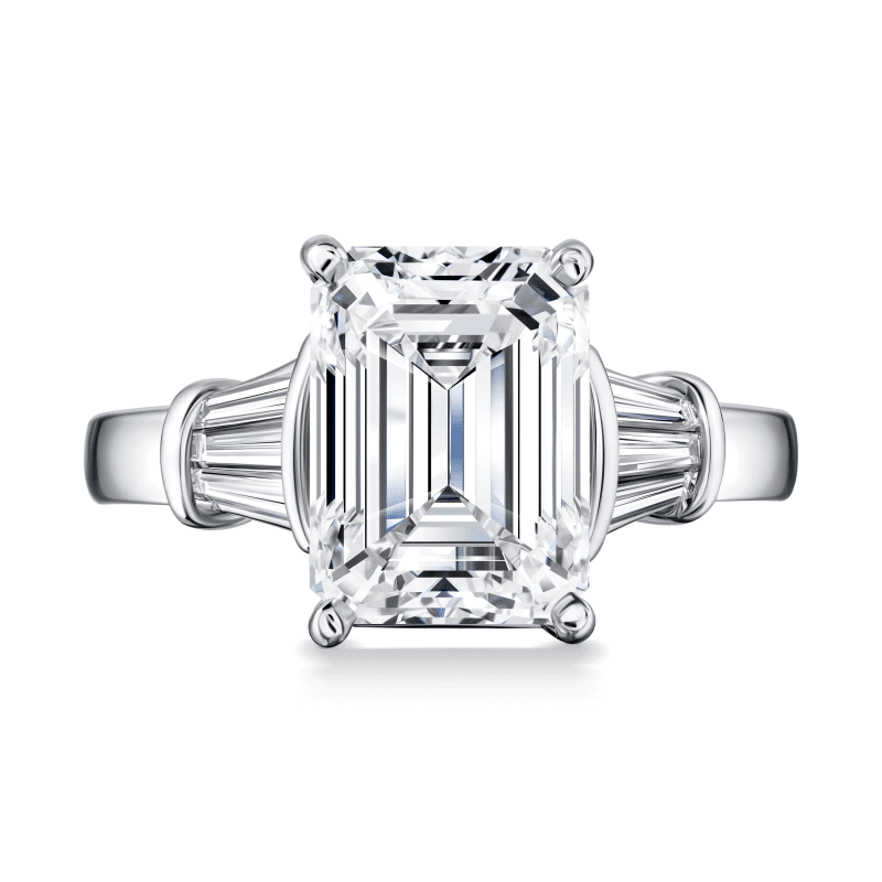 5 Carat F VS2 Emerald Cut Diamond Ring