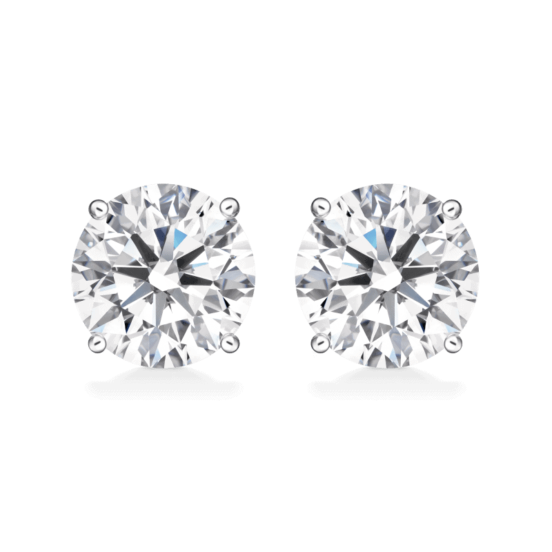 5 Carat G VS2 Round Brilliant Cut Diamond Stud Earrings