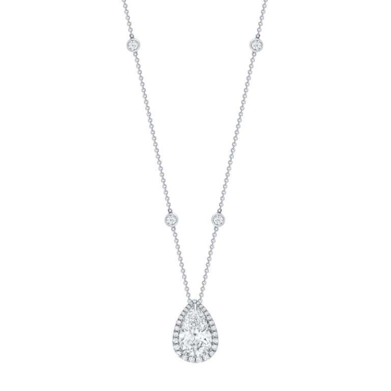 5 Carat D VS1 Pear Shape Diamond Pendant Necklace