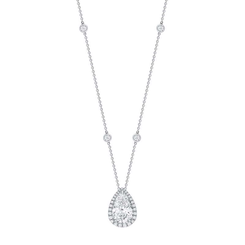 5 Carat D VS1 Pear Shape Diamond Pendant Necklace