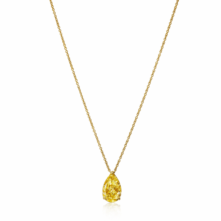5 Carat Fancy Light Yellow VS2 Pear Shape Diamond Pendant Necklace