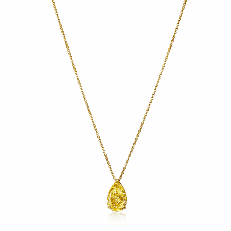 5 Carat Fancy Light Yellow VS2 Pear Shape Diamond Pendant Necklace